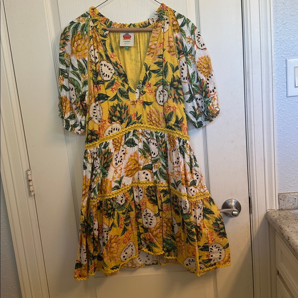 FARM Rio Biriba Mix Mini Dress - Yellow Tropical - XS